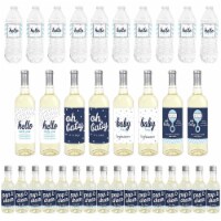 Big Dot of Happiness Hello Little One Blue & Silver Boy Baby Shower - Beverage Bar Kit 34 Pc