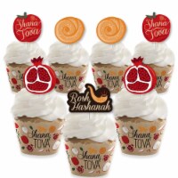 Big Dot of Happiness Rosh Hashanah Decor New Year Cupcake Wrappers & Treat Picks Kit 24 Ct
