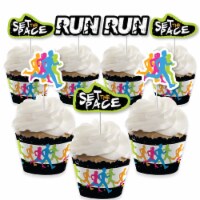 Big Dot of Happiness Set the Pace Running Decor Cupcake Wrappers & Treat Picks Kit 24 Ct