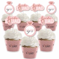 Big Dot of Happiness Bride Squad Decor - Rose Gold Cupcake Wrappers & Treat Picks Kit 24 Ct