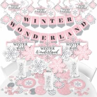Big Dot of Happiness Pink Winter Wonderland - Party Supplies Banner Decor Kit - Fundle Bundle