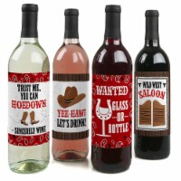 Big Dot of Happiness Western Hoedown - Wild West Cowboy Party Wine Bottle Label Stickers 4 Ct