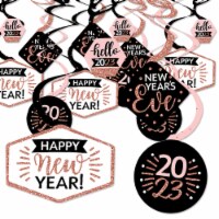 Big Dot of Happiness Rose Gold Happy New Year 2023 New Year's Eve Hanging Decor Swirls 40 Ct