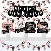 Big Dot of Happiness Rose Gold Happy New Year Decor Party Supplies Kit Doterrific Bundle