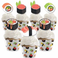 Big Dot of Happiness Let's Roll - Sushi Decor - Cupcake Wrappers & Treat Picks Kit 24 Ct