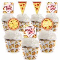 Big Dot of Happiness Pizza Party Time Decor - Cupcake Wrappers & Treat Picks Kit 24 Ct