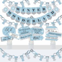 Big Dot of Happiness Winter Wonderland Banner & Photo Booth Decor Party Kit Doterrific Bundle