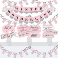 Big Dot of Happiness Pink Winter Wonderland Decor Snowflake Party Supplies Doterrific Bundle
