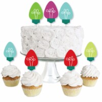 Big Dot of Happiness Christmas Light Bulbs - Cupcake Toppers Holiday Party Treat Picks 24 Ct