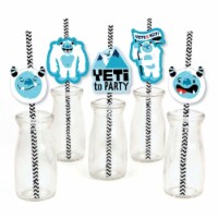 Big Dot of Happiness Yeti to Party Paper Straw Decor Abominable Snowman Striped Straws 24 Ct