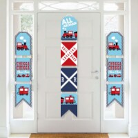 Big Dot of Happiness Railroad Party Crossing - Vertical Banners Steam Train Indoor Door Decor