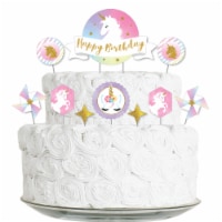 Big Dot of Happiness Rainbow Unicorn - Birthday Party Cake Decor Kit - Cake Topper Set 11 Pc