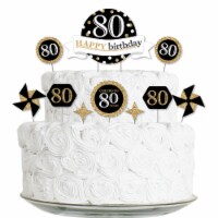 Big Dot of Happiness Adult 80th Birthday Gold - Party Cake Decor Kit - Cake Topper Set 11 Pc