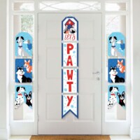 Big Dot of Happiness Pawty Like a Puppy - Hanging Vertical Paper Banners - Indoor Door Decor