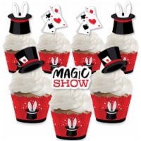 Big Dot of Happiness Ta-Da, Magic Show Decor - Cupcake Wrappers & Treat Picks Kit 24 Ct