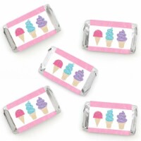 Big Dot of Happiness Scoop Up the Fun - Ice Cream Mini Candy Bar Wrapper - Party Favors 40 Ct
