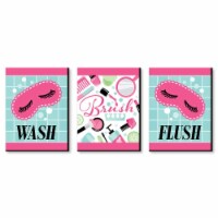 Big Dot of Happiness Spa Day Girls Makeup Wall Art 7.5 x 10 in Set of 3 Wash Brush Flush