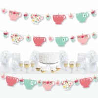 Big Dot of Happiness Floral Let's Par-Tea - Party DIY Decor - Clothespin Garland Banner 44 Pc