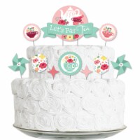 Big Dot of Happiness Floral Let's Par-Tea - Garden Party Cake Decor Kit Cake Topper Set 11 Pc