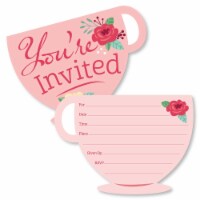 Big Dot of Happiness Floral Let's Par-Tea - Shaped Fill-In Invitations with Envelopes - 12 Ct