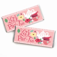 Big Dot of Happiness Floral Let's Par-Tea - Candy Bar Wrapper Garden Tea Party Favors - 24 Ct