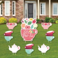 Big Dot of Happiness Floral Let's Par-Tea - Outdoor Lawn Decor - Garden Tea Yard Signs 8 Ct