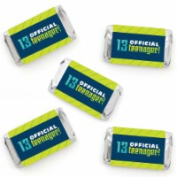 Big Dot of Happiness Boy 13th Birthday - Mini Candy Bar Wrapper Teenager Party Favors 40 Ct
