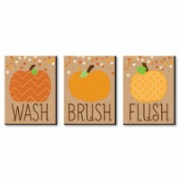 Big Dot of Happiness Pumpkin Patch Fall Wall Art 7.5 x 10 in Set of 3 Wash Brush Flush