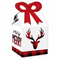 Big Dot of Happiness Prancing Plaid - Favor Gift Boxes - Reindeer Christmas Bow Boxes - 12 Ct