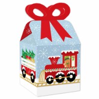 Big Dot of Happiness Christmas Train - Square Favor Gift Boxes Holiday Party Bow Boxes 12 Ct