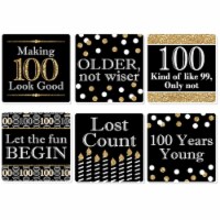 Big Dot of Happiness Adult 100th Birthday - Gold - Funny Party Decor - Drink Coasters - 6 Ct