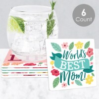 Big Dot of Happiness Colorful Floral Happy Mother's Day Funny Party Decor Drink Coasters 6 Ct
