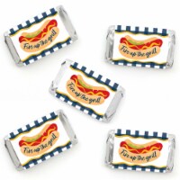 Big Dot of Happiness Fire Up the Grill Mini Candy Bar Wrapper Stickers BBQ Party Favors 40 Ct