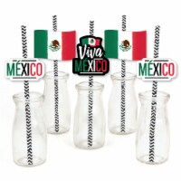 Big Dot of Happiness Viva Mexico - Paper Decor - Party Striped Decorative Straws - 24 Ct