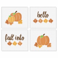 Big Dot of Happiness Pumpkin Patch Unframed Linen Paper Wall Art - Set of 4 Artisms 8 x 10 in