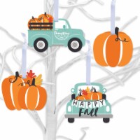 Big Dot of Happiness Happy Fall Truck - Harvest Pumpkin Decor - Tree Ornaments - Set of 12