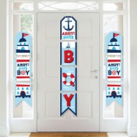 Big Dot of Happiness Ahoy It's a Boy - Hanging Vertical Paper Banners - Indoor Door Decor