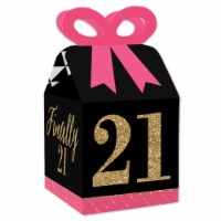 Big Dot of Happiness Finally 21 Girl Square Favor Gift 21st Birthday Party Bow Boxes 12 Ct