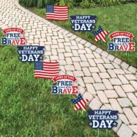 Big Dot of Happiness Happy Veterans Day - Lawn Decor - Outdoor Patriotic Yard Decor - 10 Pc