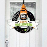 Big Dot of Happiness Halloween Gnomes - Outdoor Spooky Fall Party Decor - Front Door Wreath