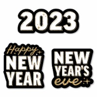 Big Dot of Happiness Hello New Year - DIY Shaped 2023 NYE Party Cut-Outs - 24 Ct
