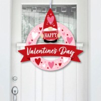 Big Dot of Happiness Valentine Gnomes - Outdoor Valentine's Day Party Decor Front Door Wreath