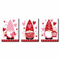 Big Dot of Happiness Valentine Gnomes -Valentine's Day Wall Art - 7.5 x 10 inches - Set of 3