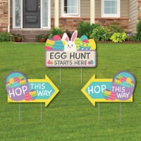 Big Dot of Happiness Easter Egg Hunt Party Yard Sign Double Sided Outdoor Lawn Sign 3 Ct