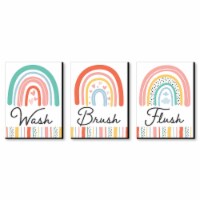 Big Dot of Happiness Hello Rainbow Boho Kids Wall Art 7.5 x 10 in Set of 3 Wash, Brush, Flush