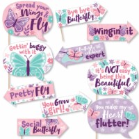 Big Dot of Happiness Funny Beautiful Butterfly Baby Shower Birthday Photo Booth Props 10 Pc