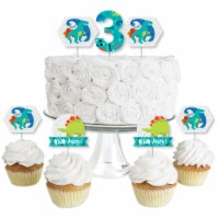 Big Dot of Happiness 3rd Birthday Roar Dinosaur Cupcake Toppers Clear Treat Picks 24 Ct