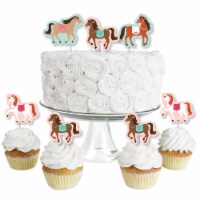Big Dot of Happiness Run Wild Horses - Dessert Cupcake Toppers - Pony Clear Treat Picks 24 Ct
