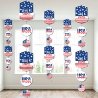 Big Dot of Happiness Stars & Stripes Patriotic Party - Backdrop Hanging Vertical Decor 30 Pc