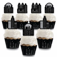 Big Dot of Happiness Nighttime City Skyline Party Decor Cupcake Wrappers & Treat Picks 24 Ct